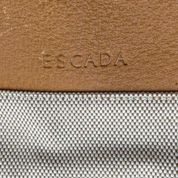 Authentic Escada Women Beige Brown Double Handle Bottom Studs Tote Handbag - Picture 10 of 10
